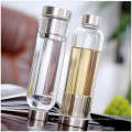 Glass Tea Infuser Water Bottle with Protective Sleeve Motivational Glass Water Bottle